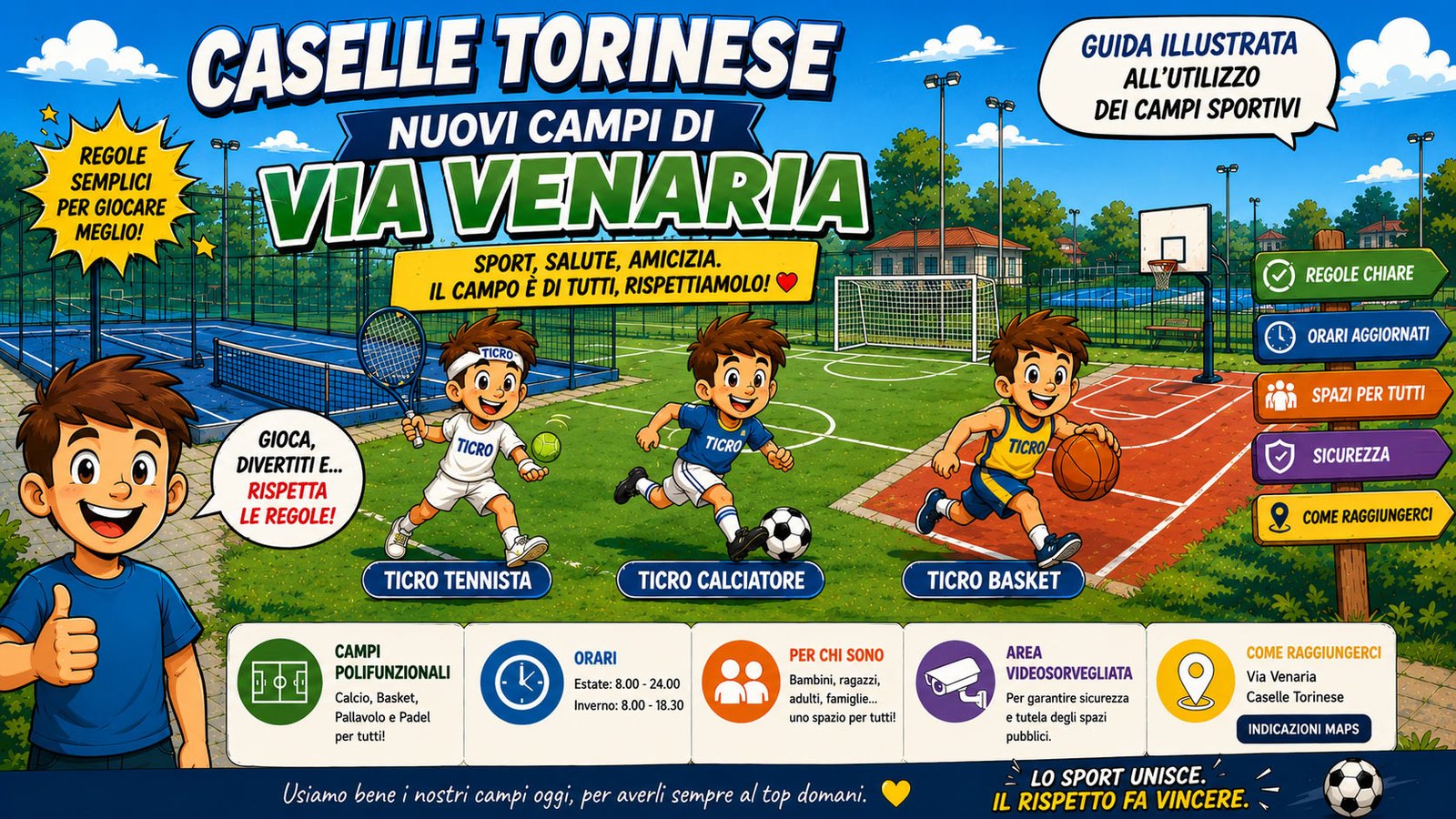 Guida illustrata campi Via Venaria Caselle Torinese