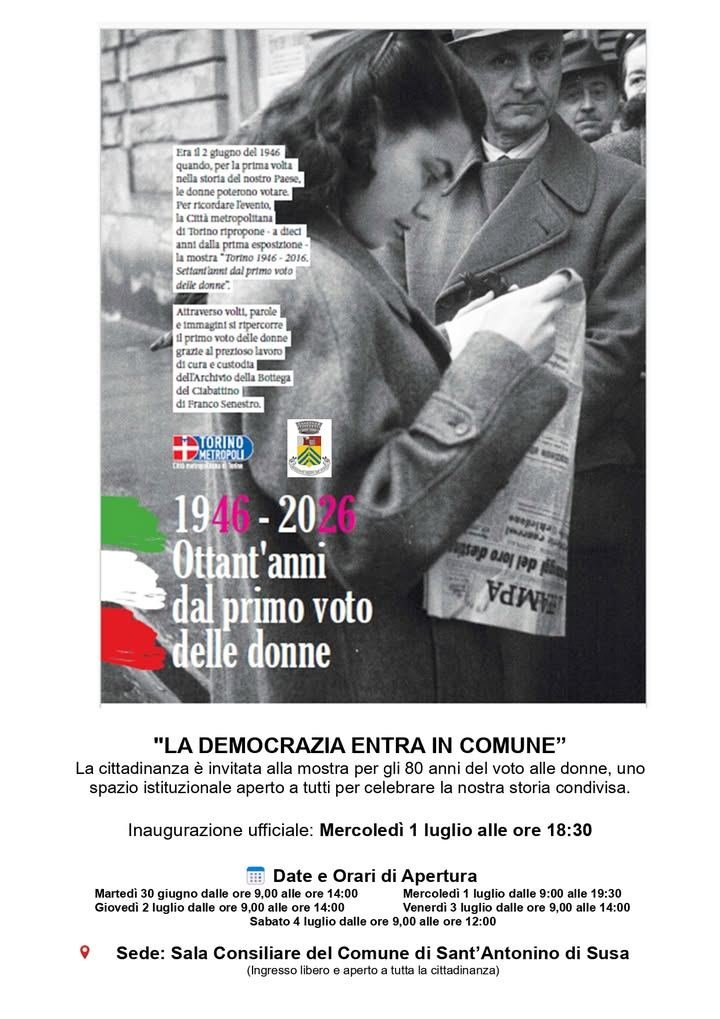 🌟“Torino 1946 - 2026: gli 80 anni del voto delle donne”, la mostra della Città…