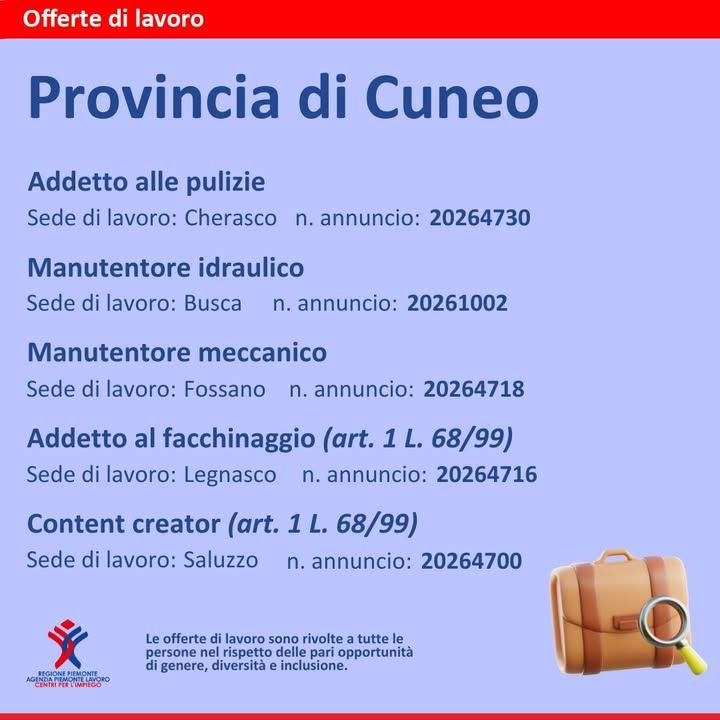 Vuoi lavorare nel Cuneese? 💼 Sono aperte le selezioni per i ruoli di: ◾addetto…