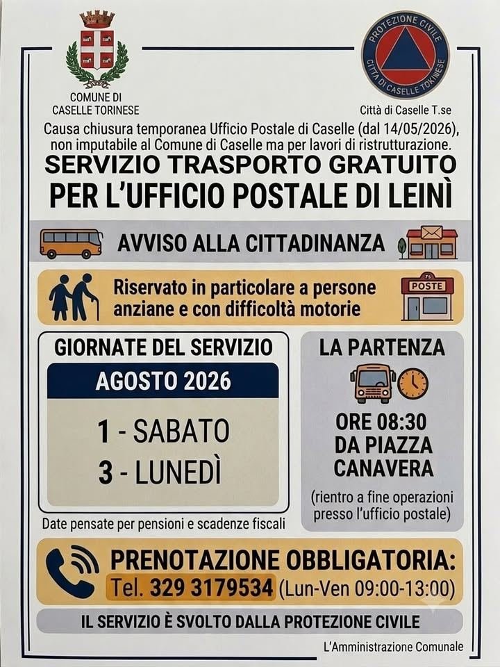 Si informa la cittadinanza che, a seguito della comunicazione ricevuta da Poste Italiane, la chiusura dell'Ufficio Postale di Ca...