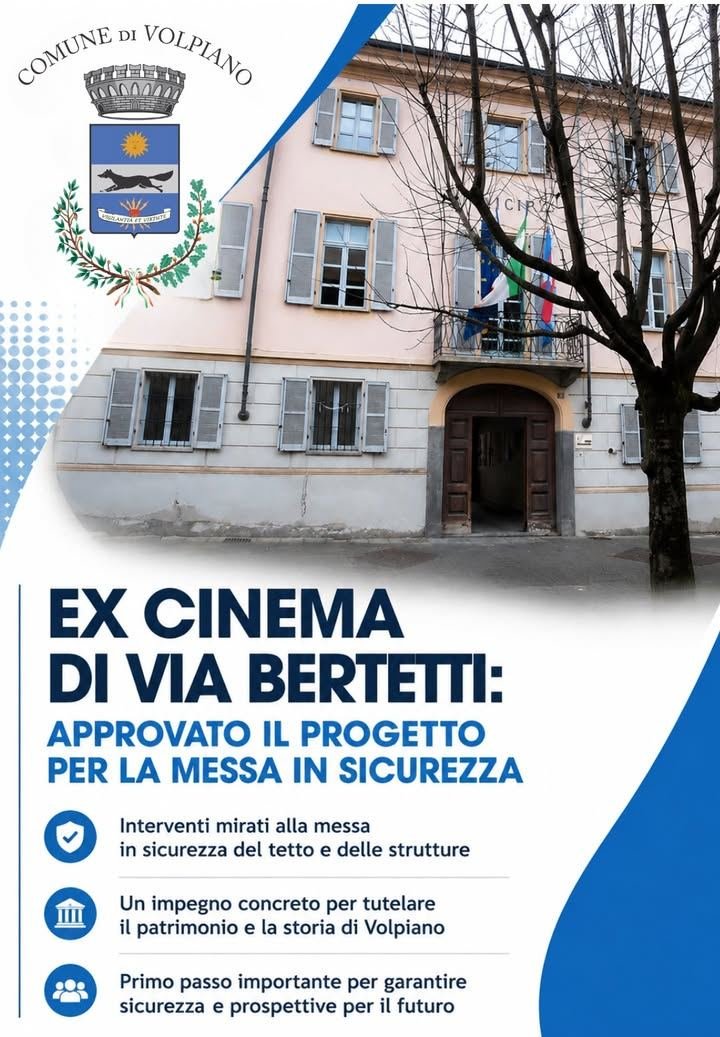 🏛️ VOLPIANO, EX CINEMA DI VIA BERTETTI: APPROVATO IL PROGETTO PER LA MESSA IN SICUREZZA