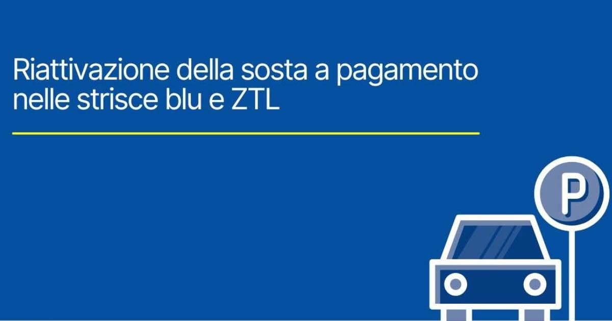 🚗 Da domani, lunedì 24 agosto, torna il pagamento della sosta nelle zone delimitate dalle strisce blu