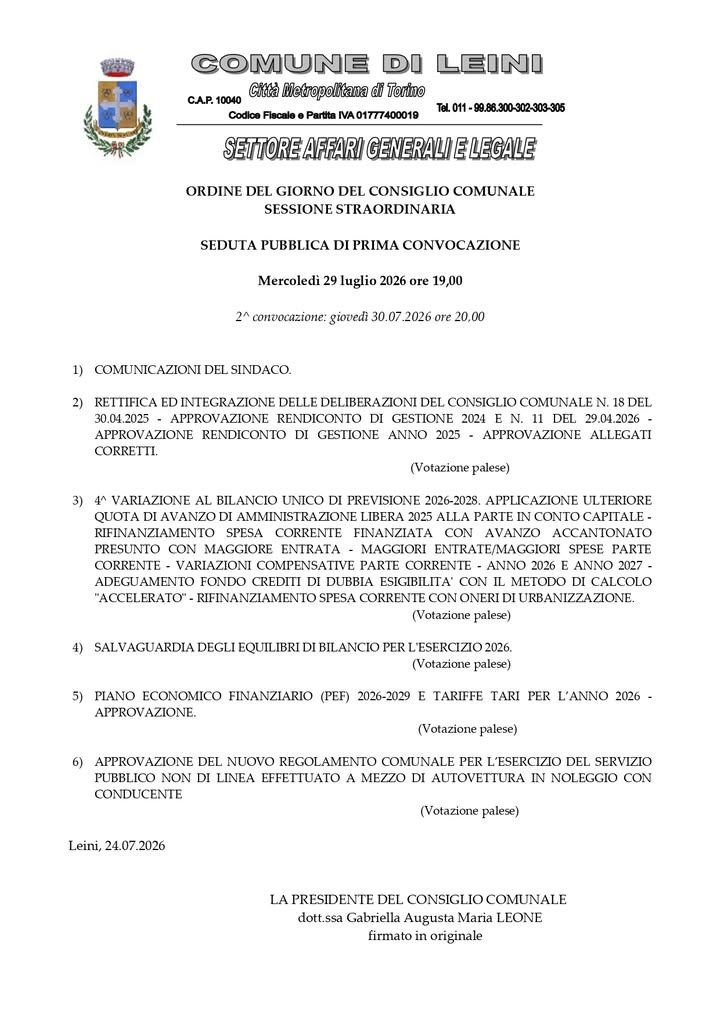 ✔✔ CONVOCAZIONE CONSIGLIO COMUNALE ✔✔ Il Consiglio comunale si riunirà…