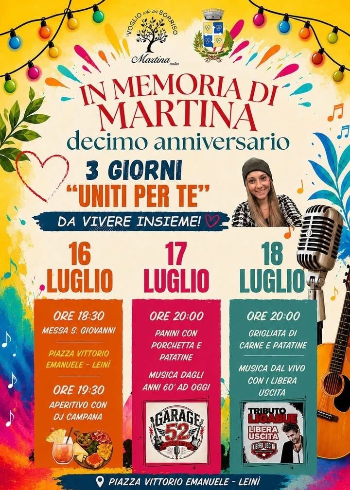 🌹🌹 UN SORRISO PER MARTINA 🌹🌹 Inizia tra poche ore la tre giorni di "Uniti per…