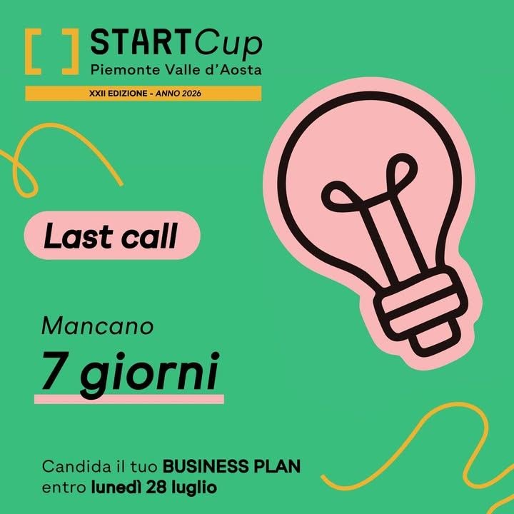 ⏰ Manca una settimana alla chiusura delle candidature alla Business Plan…