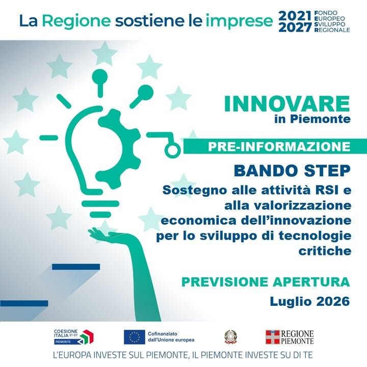 🔵 Pre-informazione del bando della Regione Piemonte STEP, finanziato…