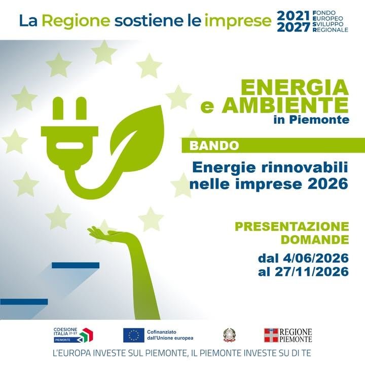 🔵 Riapre il bando "Energie rinnovabili nelle Imprese 2026" dal 4 giugno al 27…