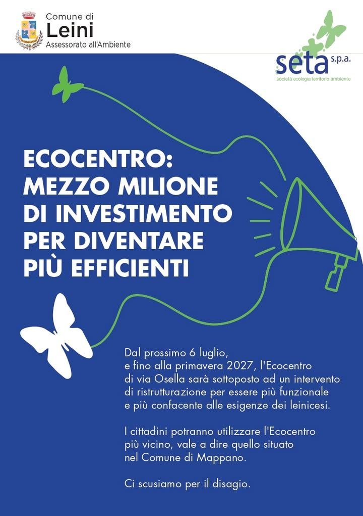 ❌❌ CHIUSURA DELL'ECOCENTRO❌❌ Chiusura dell'Ecocentro per consentire lo…