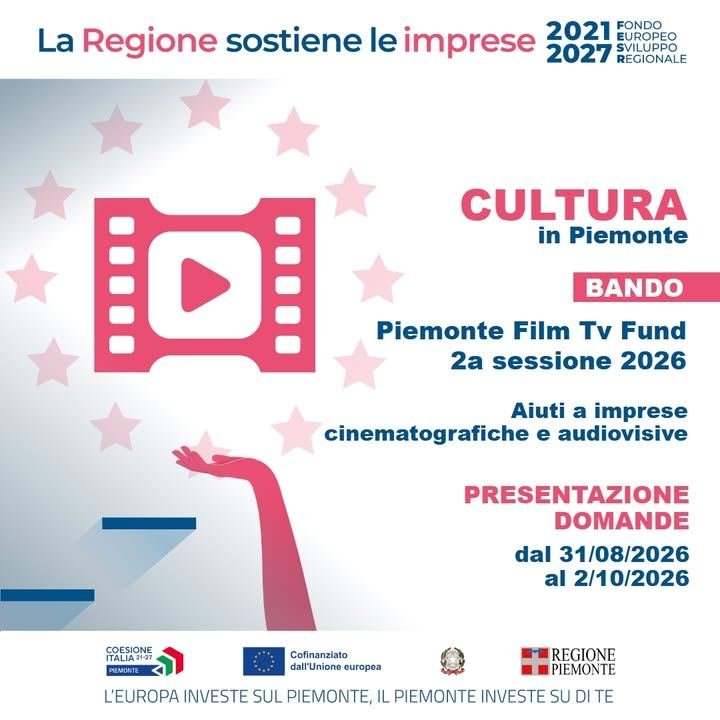🎥 È aperta la seconda sessione del bando "Piemonte Film Tv Fund 2026"