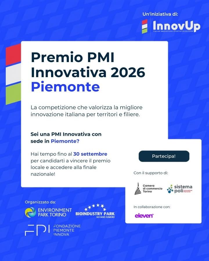 Sono aperte fino a fine settembre le candidature al Premio PMI  PMI Innovativa InnovUp 2026