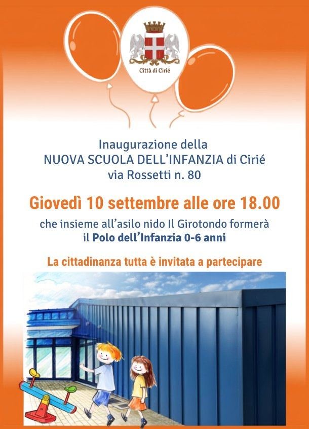 🔴 🎊 🏫 𝐈𝐍𝐀𝐔𝐆𝐔𝐑𝐀𝐙𝐈𝐎𝐍𝐄 𝐃𝐄𝐋𝐋𝐀 𝐍𝐔𝐎𝐕𝐀 𝐒𝐂𝐔𝐎𝐋𝐀 𝐃𝐄𝐋𝐋'𝐈𝐍𝐅𝐀𝐍𝐙𝐈𝐀 𝐝𝐢 𝐂𝐢𝐫𝐢𝐞́ Giovedì 10…