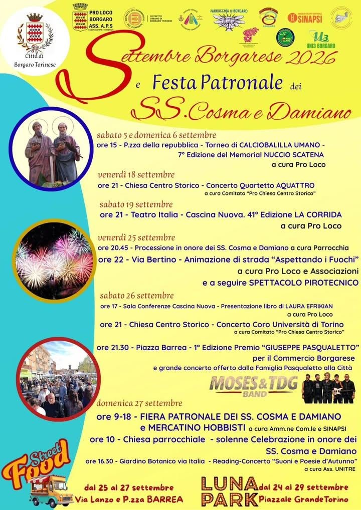Domani, sabato 5 settembre, prende ufficialmente il via il Settembre Borgarese…