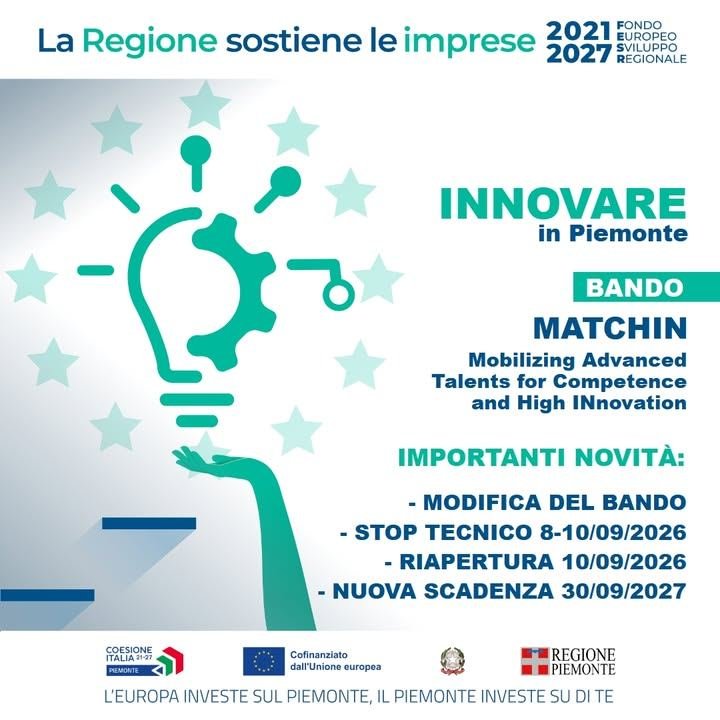 La Regione Piemonte introduce importanti aggiornamenti per la misura MATCHIN ,…