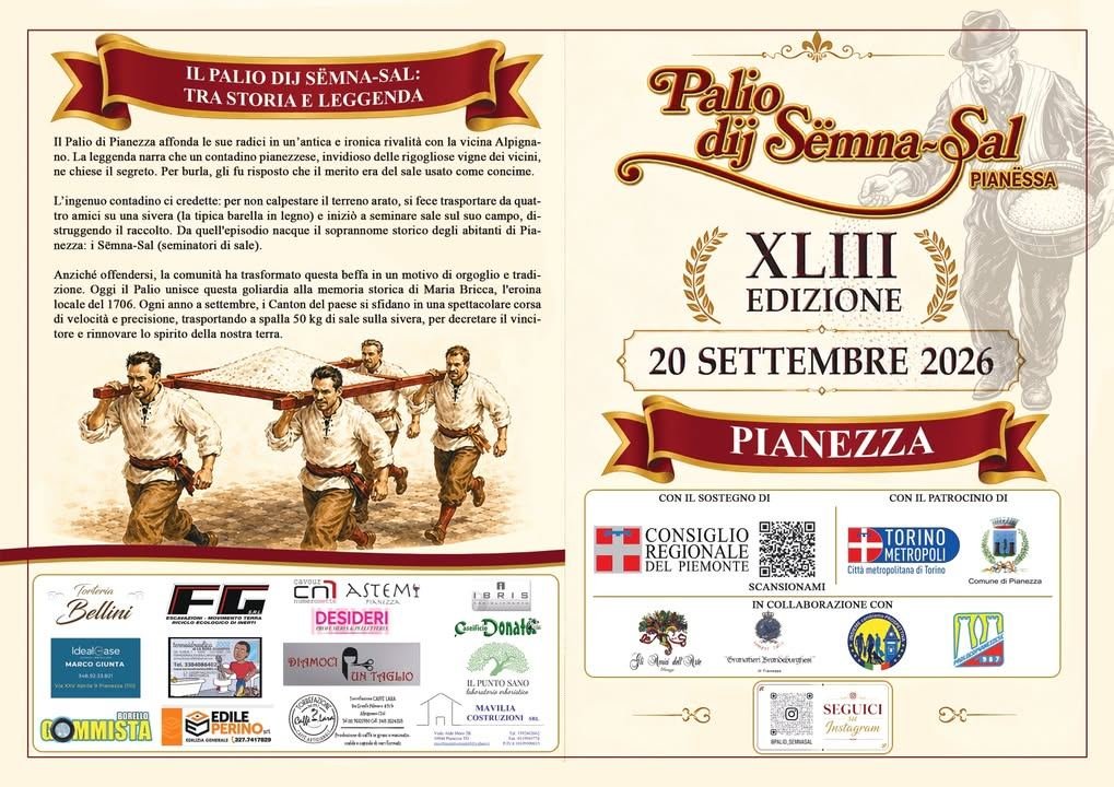 🌟Torna nel Comune di Pianezza la XLIII edizione del Palio dij Sëmna-Sal, uno…