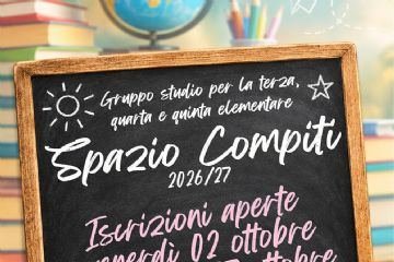 "Spazio Compiti" 2026/27 – Al via il gruppo studio per gli alunni delle elementari