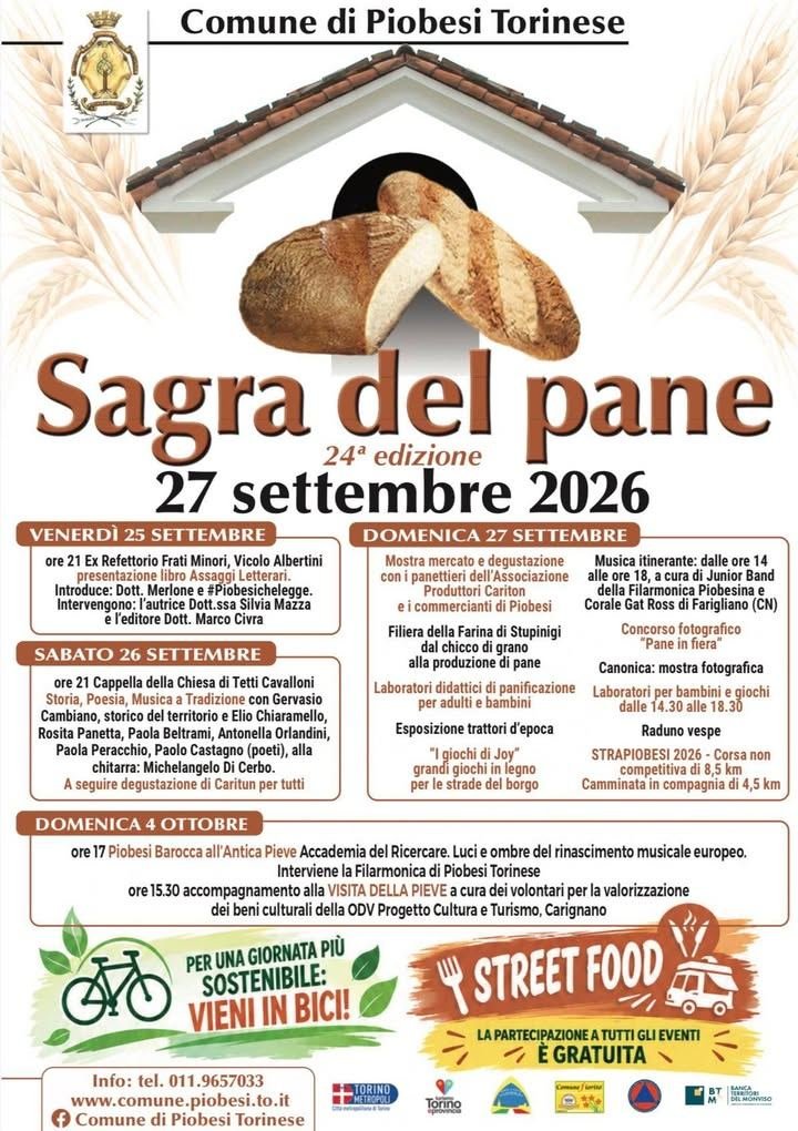 🍞 La Sagra del Pane di Piobesi Torinese torna ad aimare il territorio.…