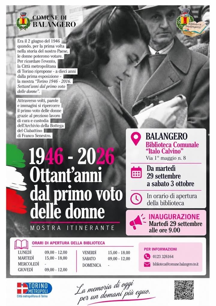 ✅La mostra di Città metropolitana di Torino "1946 - 2026 Ottant'anni dal primo…