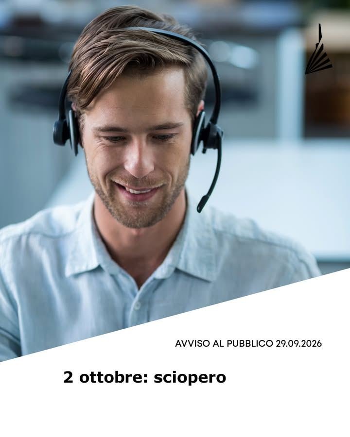 🟢 Per l’intera giornata di venerdì 2 ottobre 2026 è stato indetto uno sciopero…