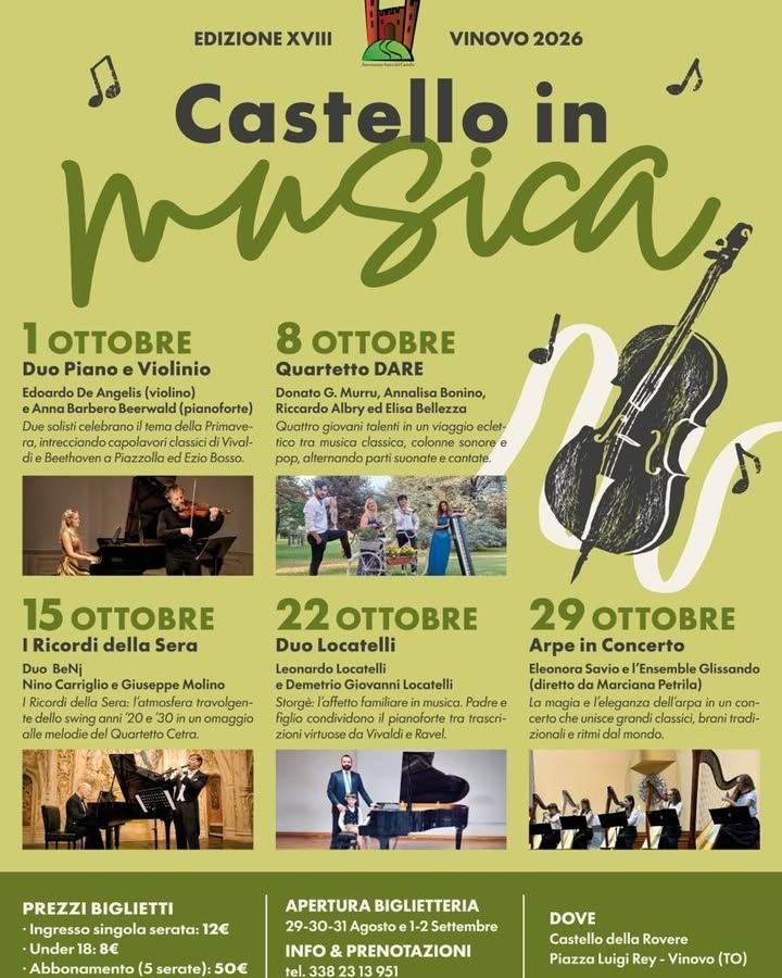 🎶 Comune di Vinovo torna “Castello in Musica”, la tradizionale rassegna…