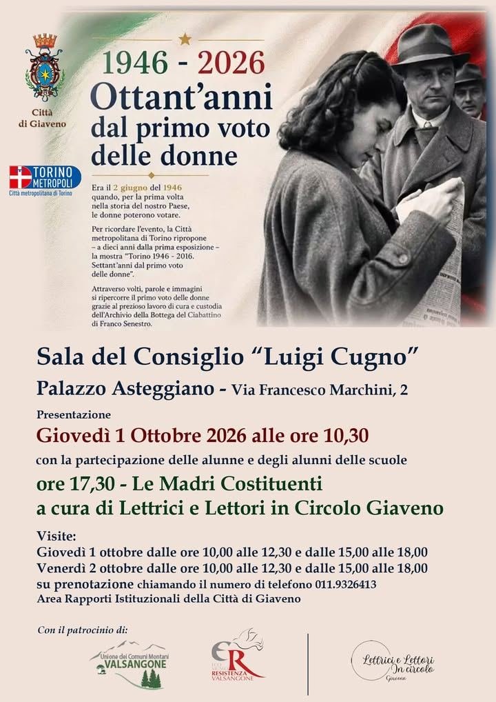 🌟La mostra "1946 - 2026 Ottant'anni dal primo voto delle donne" giovedì 1 e…