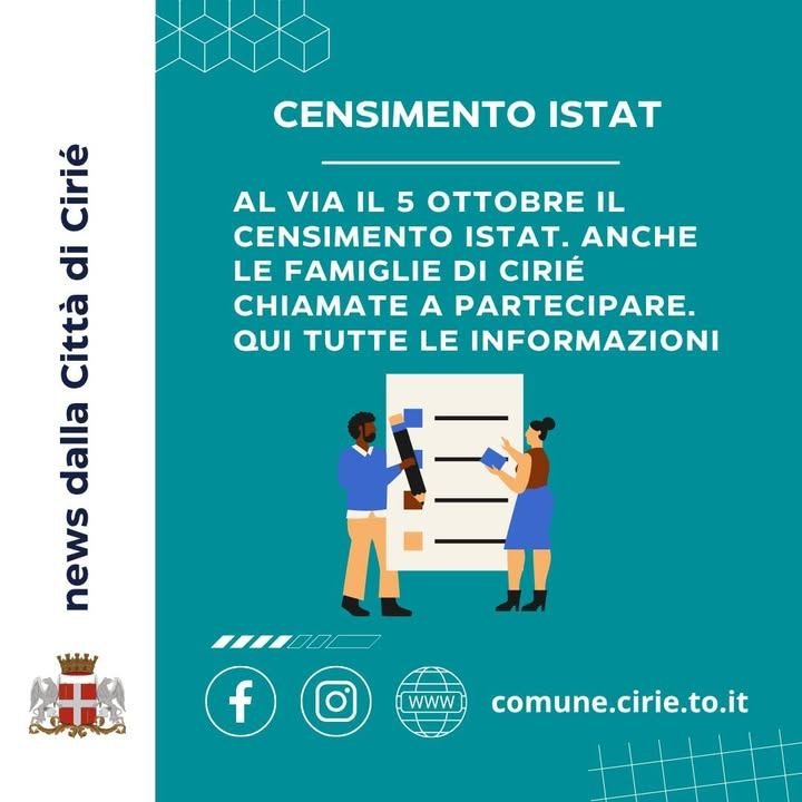 📋 𝐂𝐞𝐧𝐬𝐢𝐦𝐞𝐧𝐭𝐨 𝐈𝐒𝐓𝐀𝐓 𝟐𝟎𝟐𝟔: dal 5 ottobre anche alcune famiglie di Cirié sono…