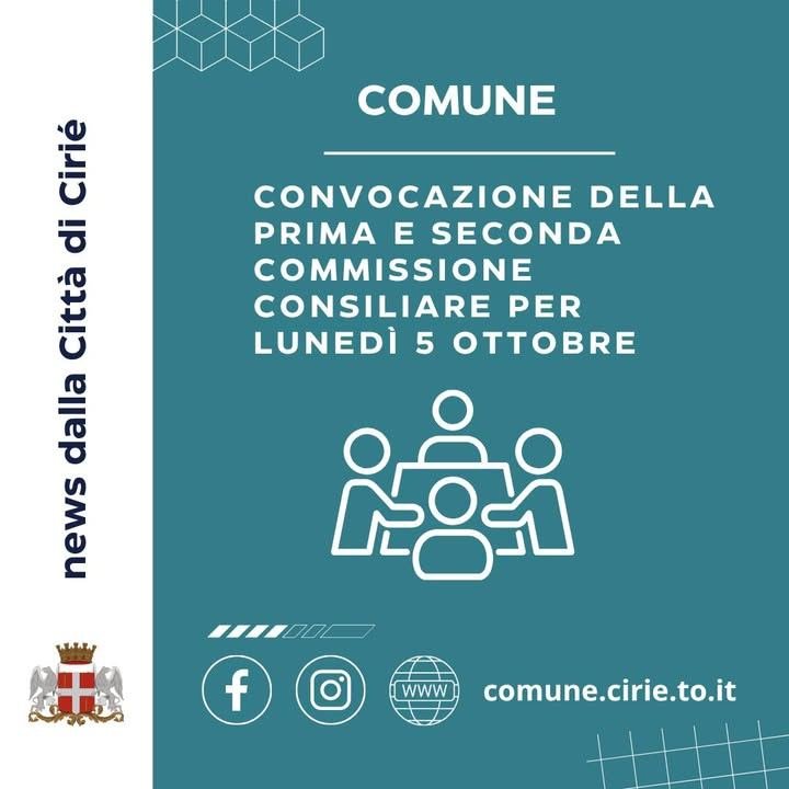 📢 Prima e la Seconda Commissione Consiliare convocate per lunedì 5 ottobre a…