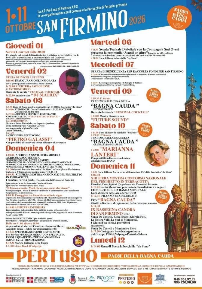 📌Fino al 12 ottobre, il Comune di Pertusio organizza un ricco calendario di…