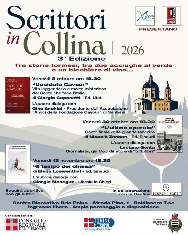 📚 Tornano gli “Scrittori in Collina” nel Comune di Baldissero Torinese 📅…