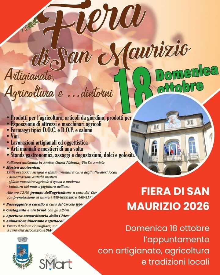 🍂 Fiera di San Maurizio 2026 Domenica 18 ottobre torna la Fiera di San Maurizio…