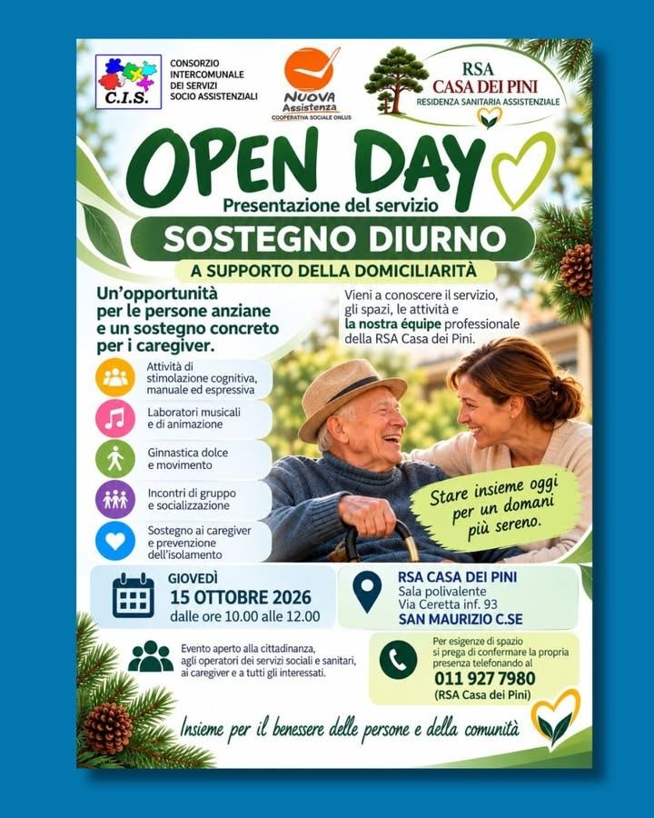 Giovedì 15 ottobre, dalle 10.00 alle 12.00, la RSA Casa dei Pini organizza un…