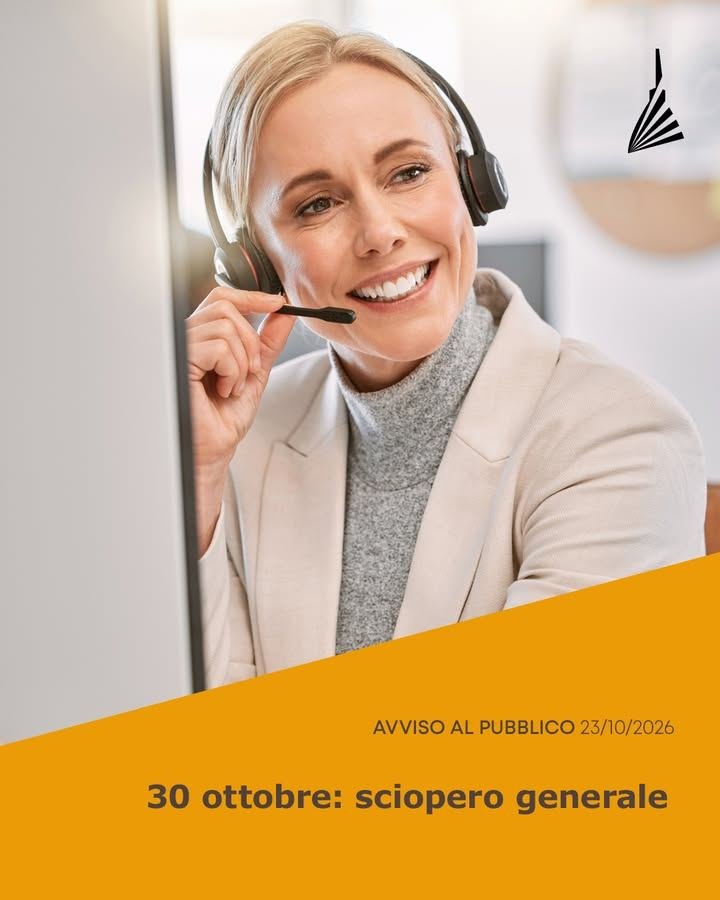 🟢 Per l’intera giornata di venerdì 30 ottobre 2026 è stato indetto uno sciopero…