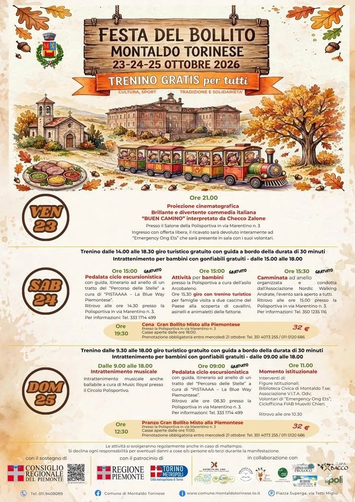 🥩A Montaldo Torinese la Festa del Bollito è in programma da venerdì 23 a…