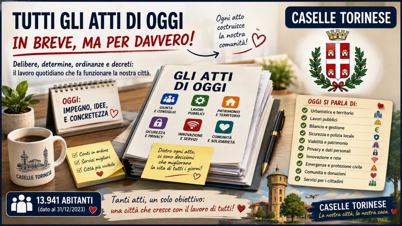 3 Luglio, Una giornata di atti a Caselle Torinese: urbanistica, fibra, privacy e un tavolo speciale