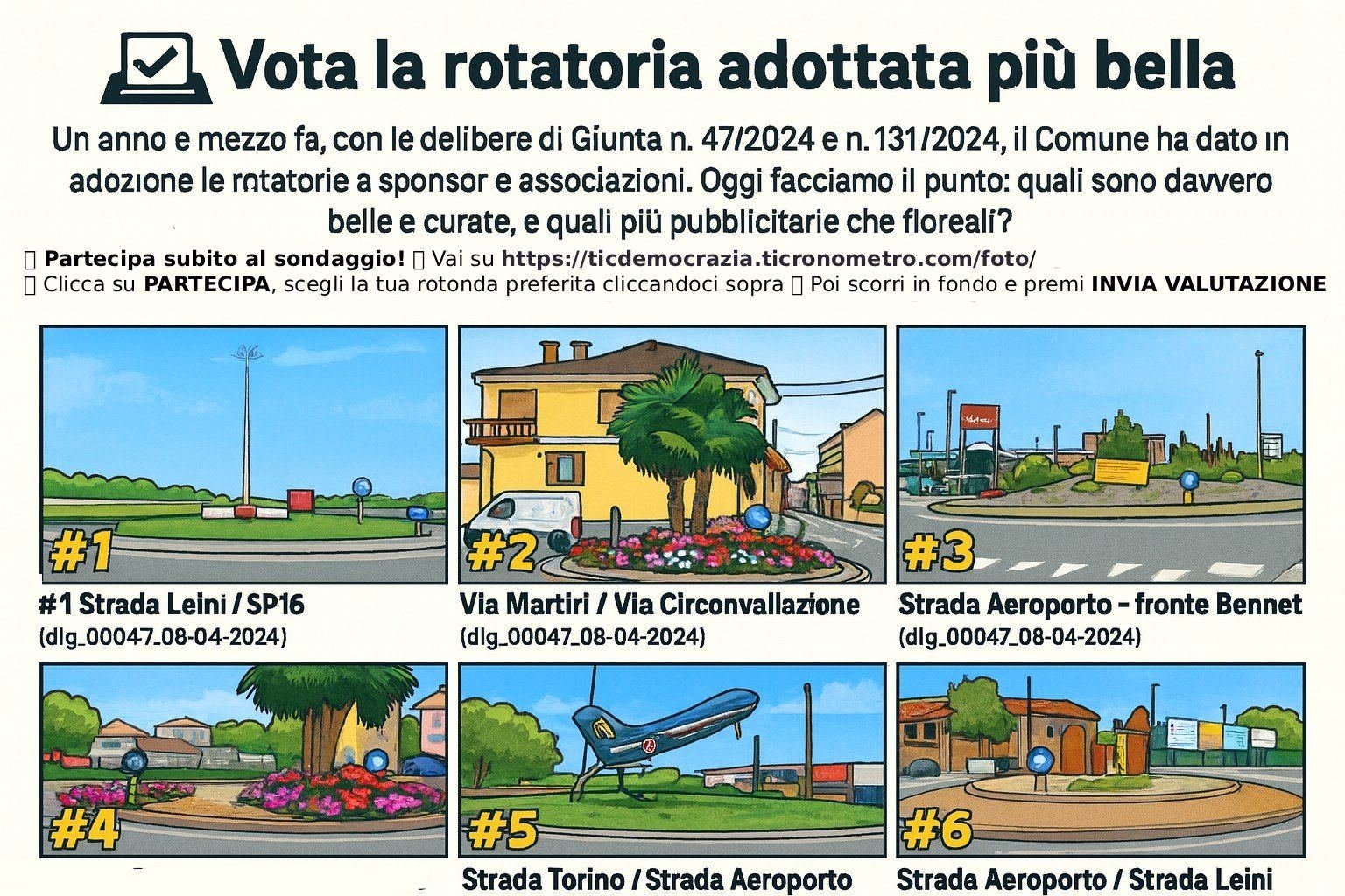 Rotatorie “adottate”: cosa dicono gli atti, cosa vediamo oggi e perché vi chiediamo di votare la più bella