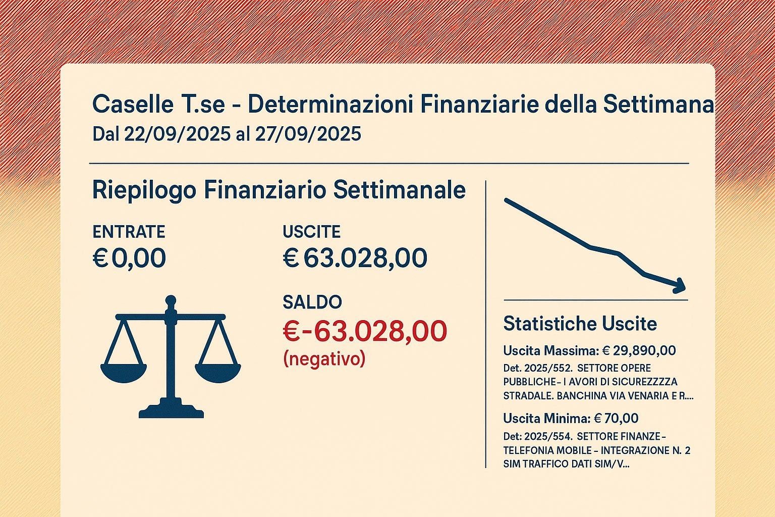 Caselle T.se: i conti della settimana 39 tornano in negativo