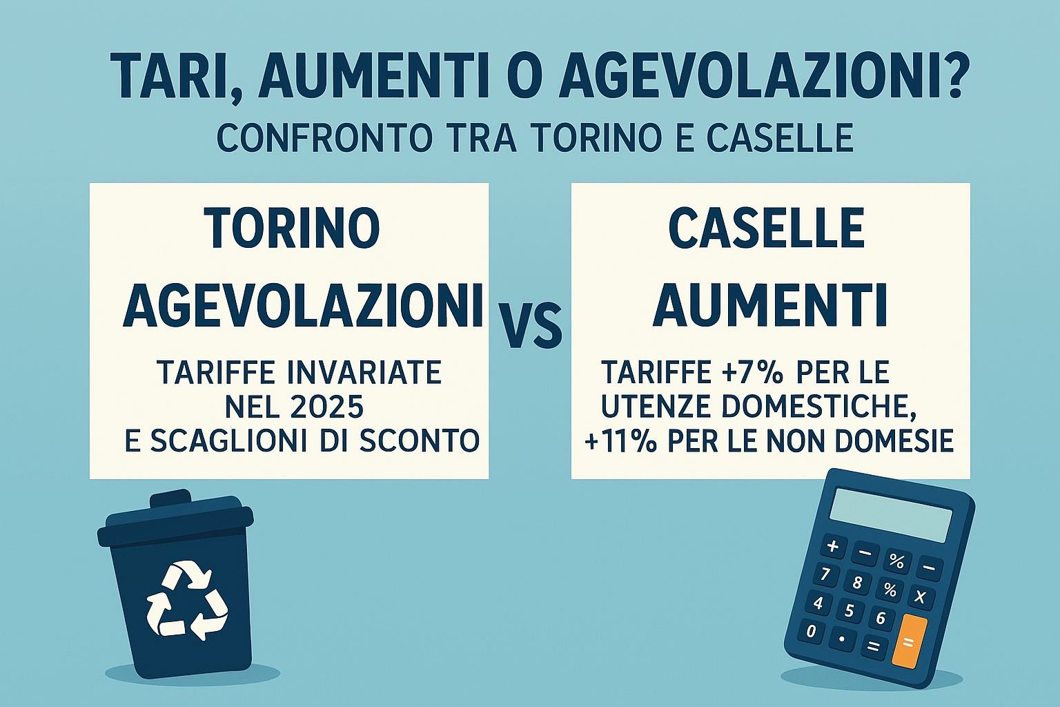 TARI, aumenti o agevolazioni? Confronto tra Torino e Caselle: Ticronometro lancia la formula BPC+,per capire se i soldi pubblici sono spesi bene