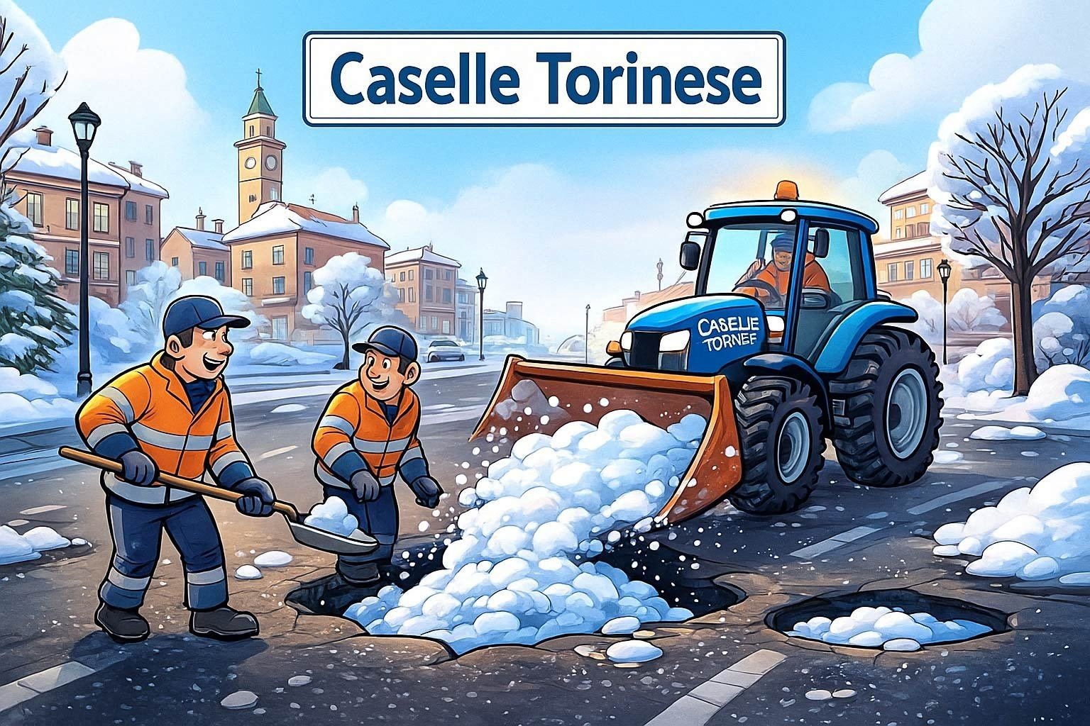 17 Novembre, Neve batte buche 2 a 1: a Caselle più risorse per spalare che  per asfaltare?