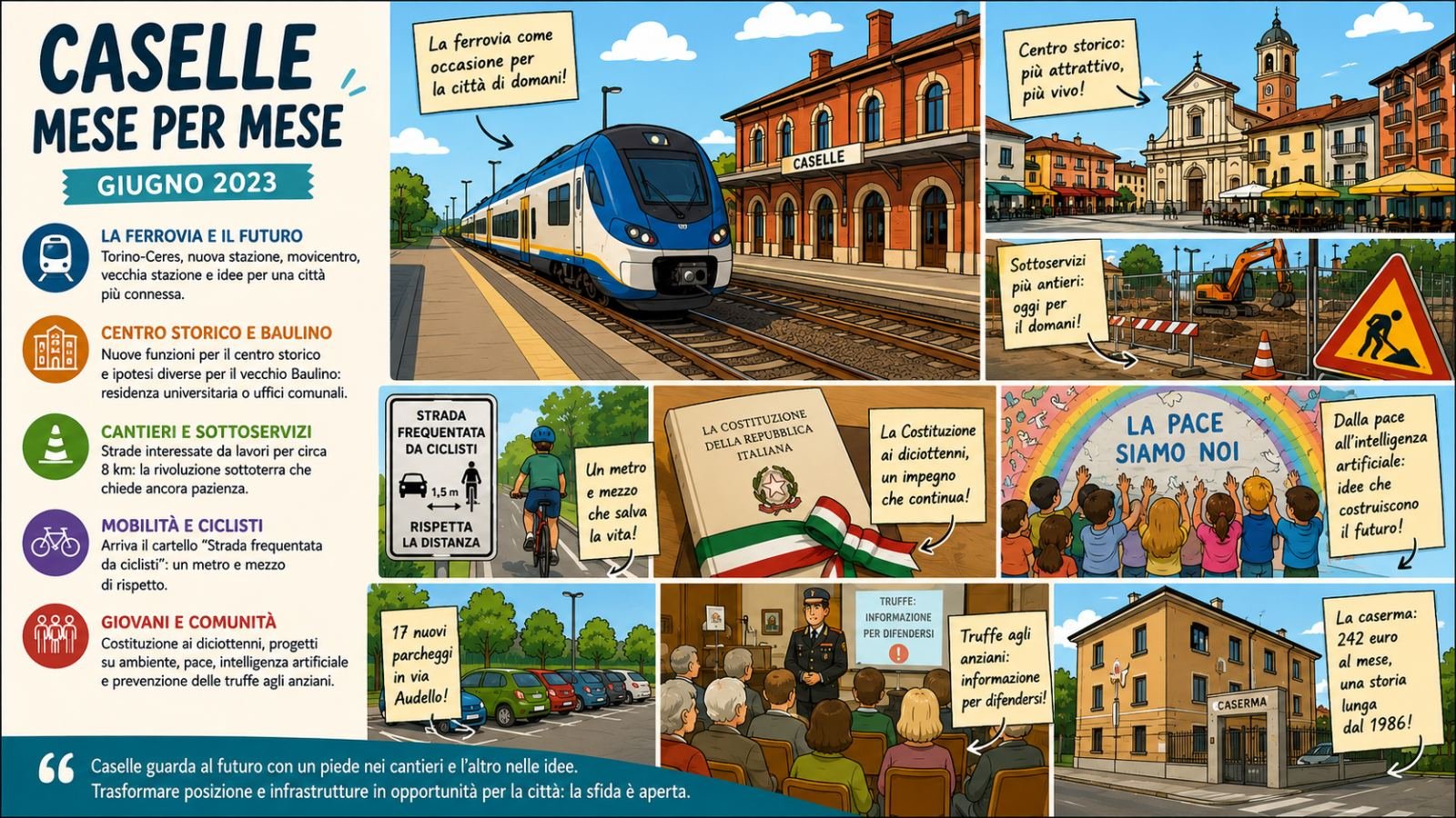 Caselle mese per mese – Giugno 2023: un anno dopo le elezioni, la città prova a immaginare il futuro