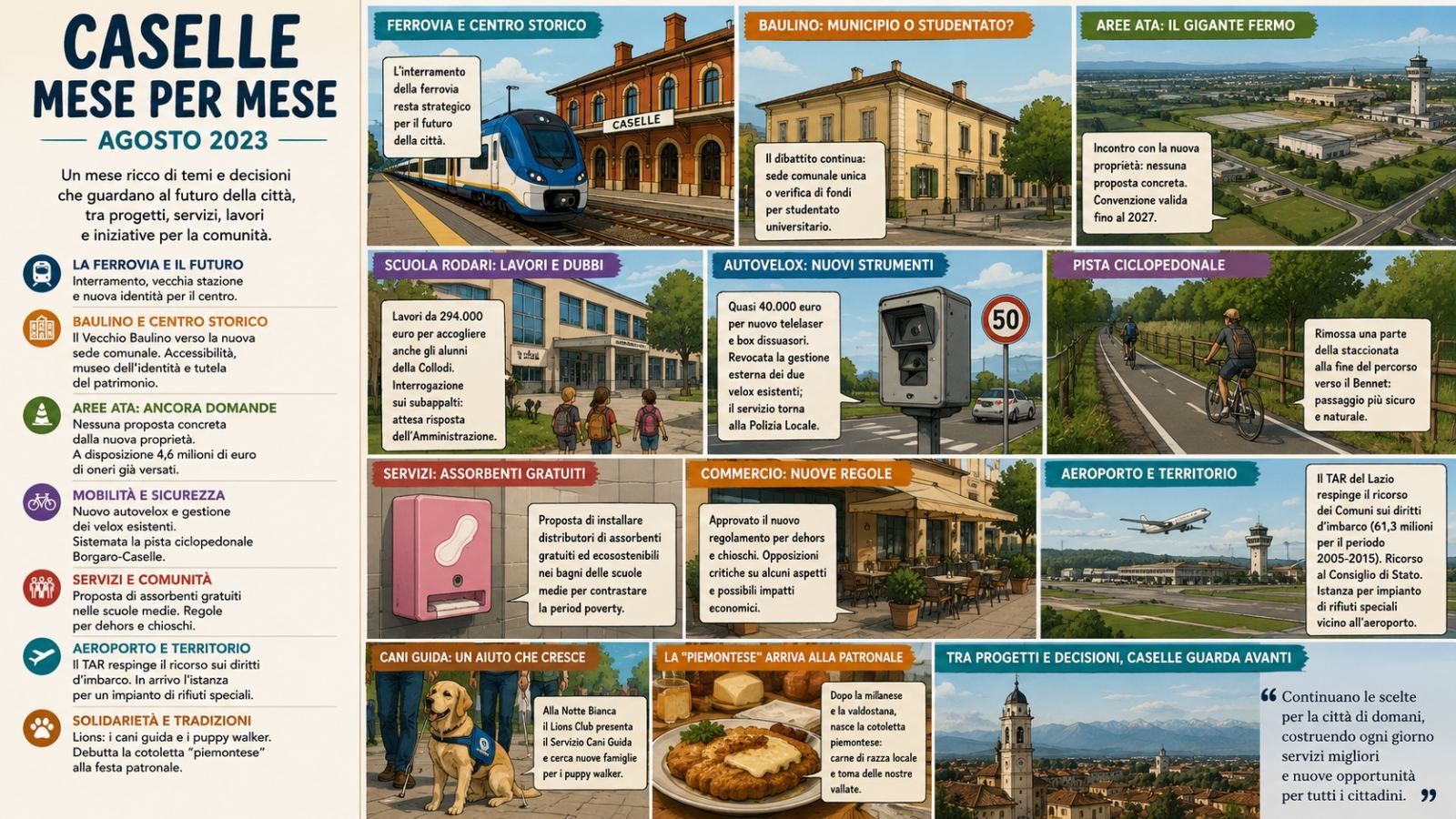 Caselle mese per mese – Agosto 2023: il futuro della città passa da Baulino, scuole e aeroporto
