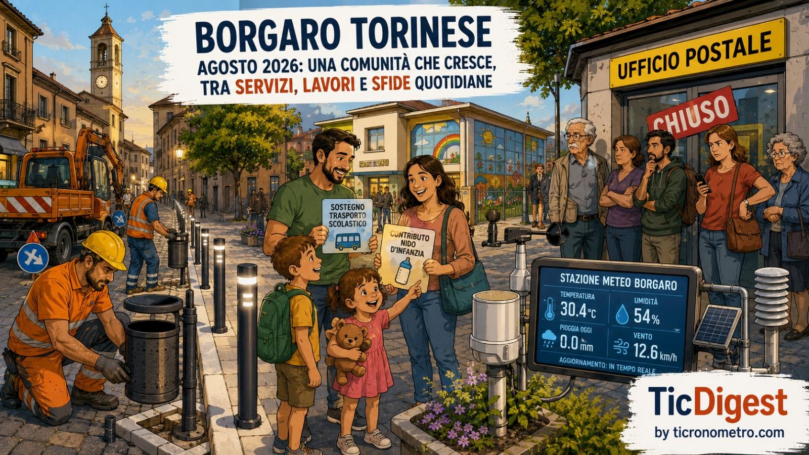 Borgaro Torinese ad agosto: lavori urbani, servizi postali e nuovi sostegni alle famiglie