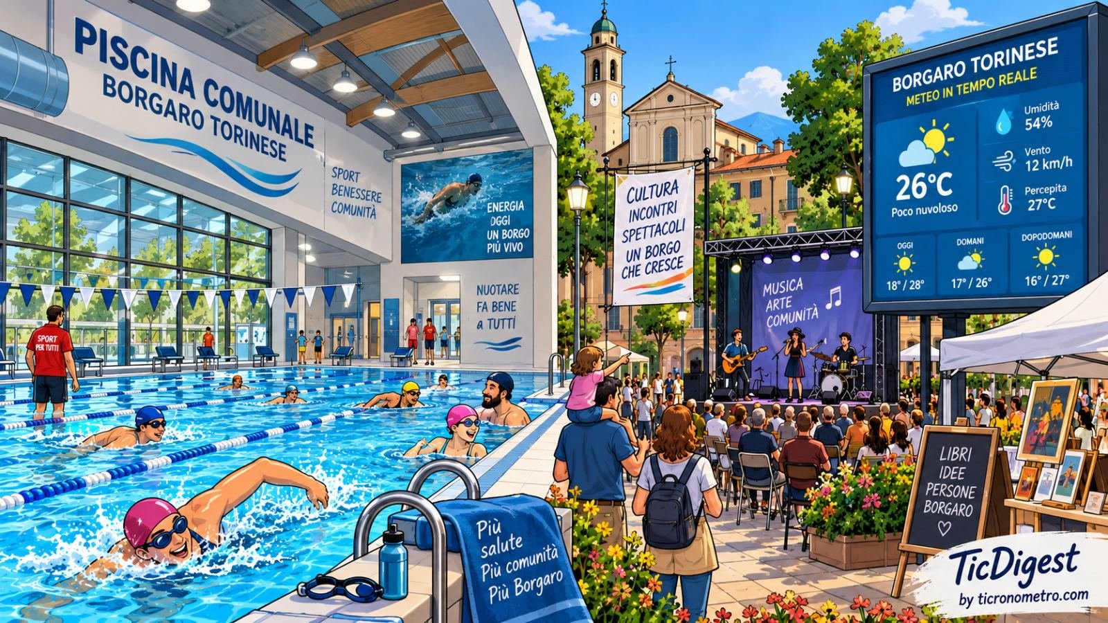 Borgaro Torinese: riapre la piscina, parte il Settembre Borgarese e nuove stazioni meteorologiche per la sicurezza