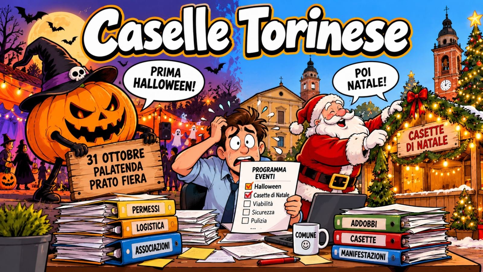 21 Ottobre, Caselle tra Halloween, Natale, bilanci e strisce pedonali: all'Albo Pretorio le stagioni corrono più veloci del calendario!