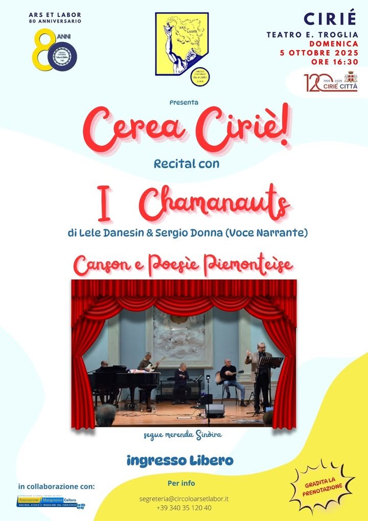 🎙️🎶 “Cerea Cirié!”. L’Ars et Labor propone un #recital in piemontese domenica 5…